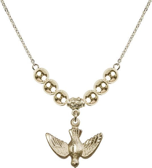14kt Gold Filled Holy Spirit Birthstone Necklace with Gold Filled Beads - 1628