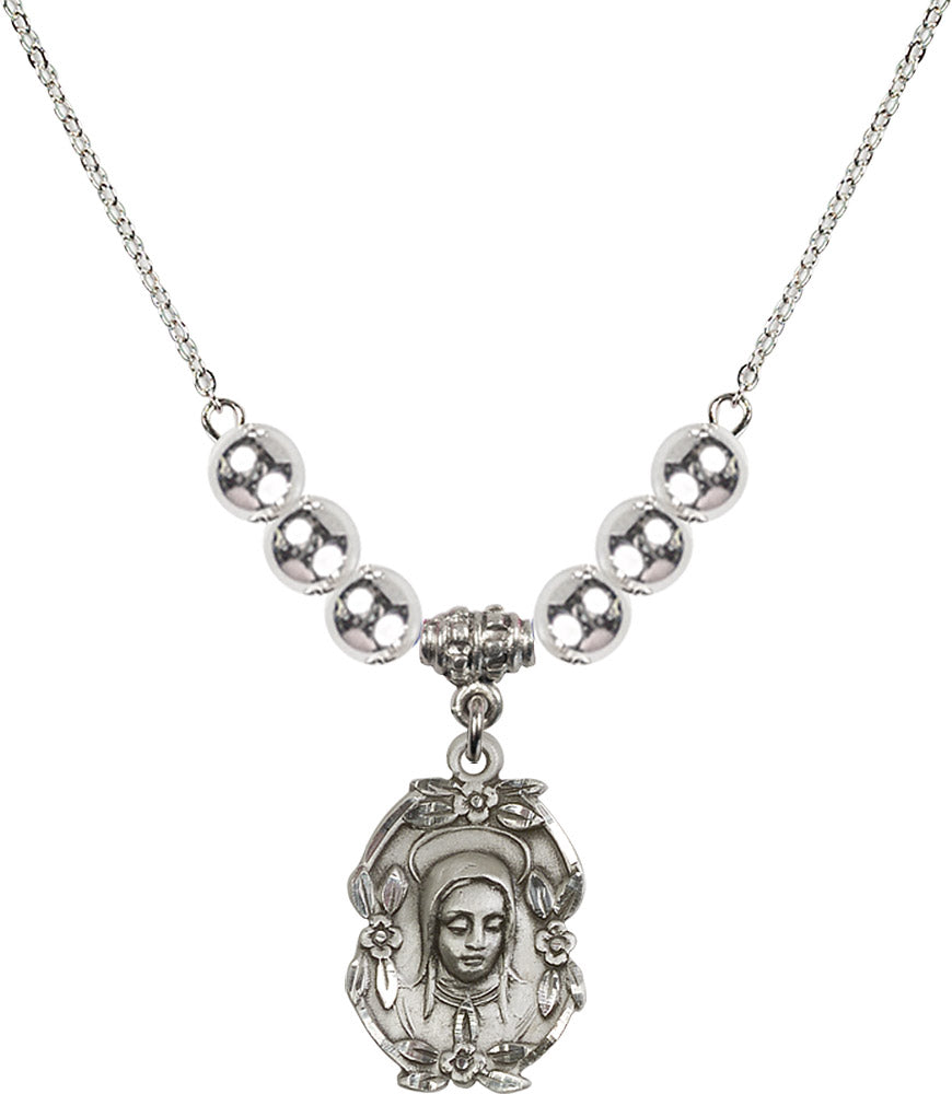 Sterling Silver Madonna Birthstone Necklace with Sterling Silver Beads - 1647