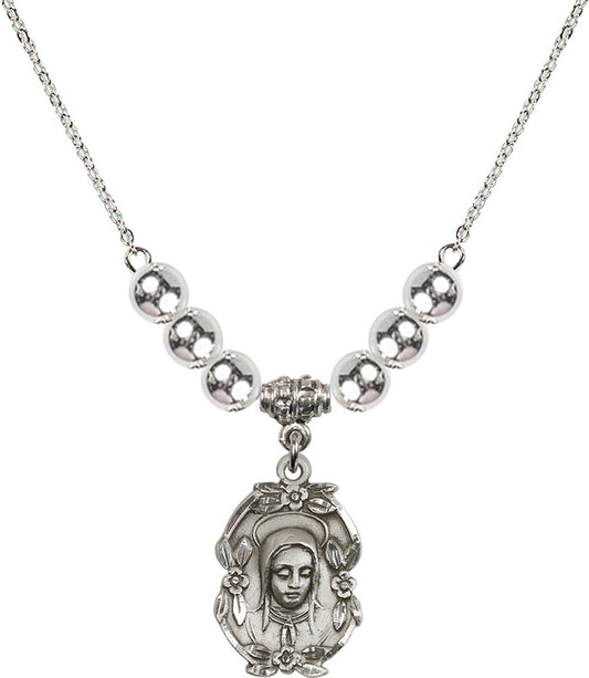 Sterling Silver Madonna Birthstone Necklace with Sterling Silver Beads - 1647