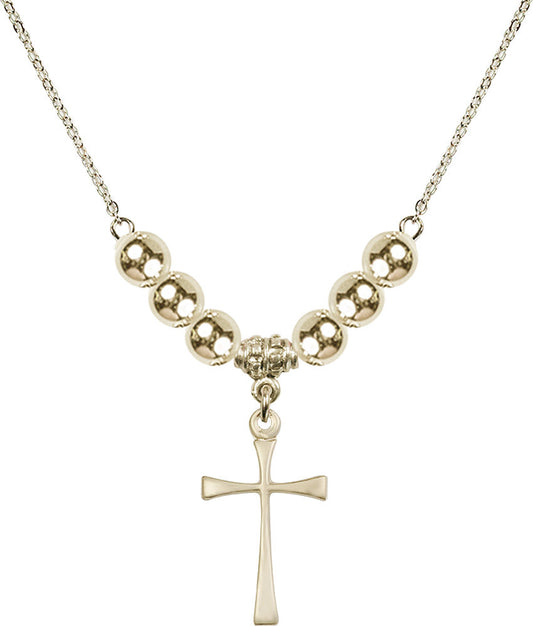 14kt Gold Filled Maltese Cross Birthstone Necklace with Gold Filled Beads - 1870