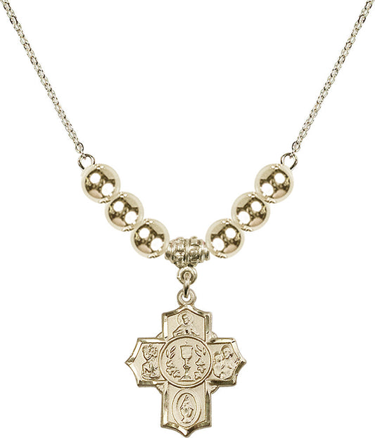 14kt Gold Filled Communion/5-Way Birthstone Necklace with Gold Filled Beads - 2004