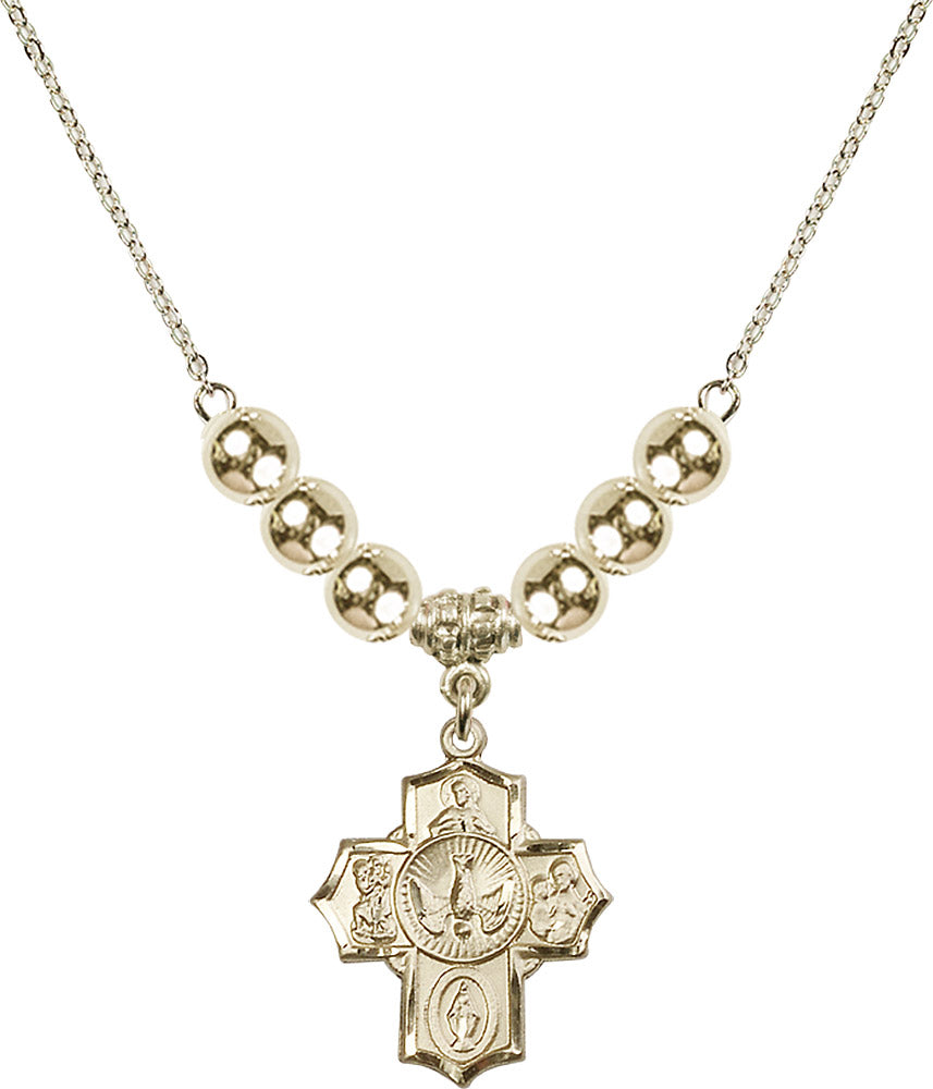 14kt Gold Filled 5-Way Birthstone Necklace with Gold Filled Beads - 2090