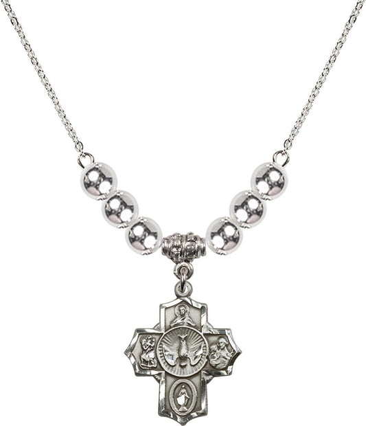 Sterling Silver 5-Way Birthstone Necklace with Sterling Silver Beads - 2090