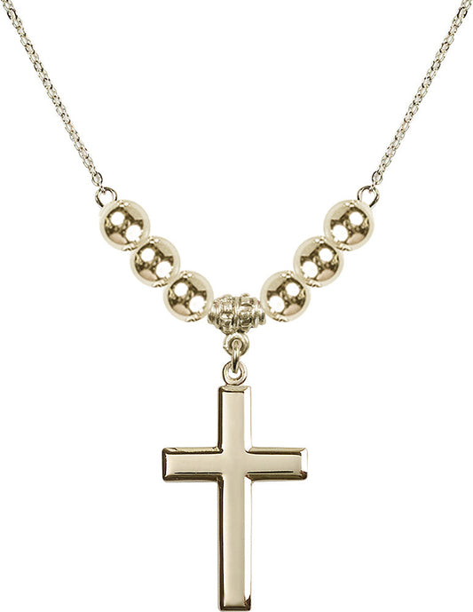 14kt Gold Filled Cross Birthstone Necklace with Gold Filled Beads - 2190