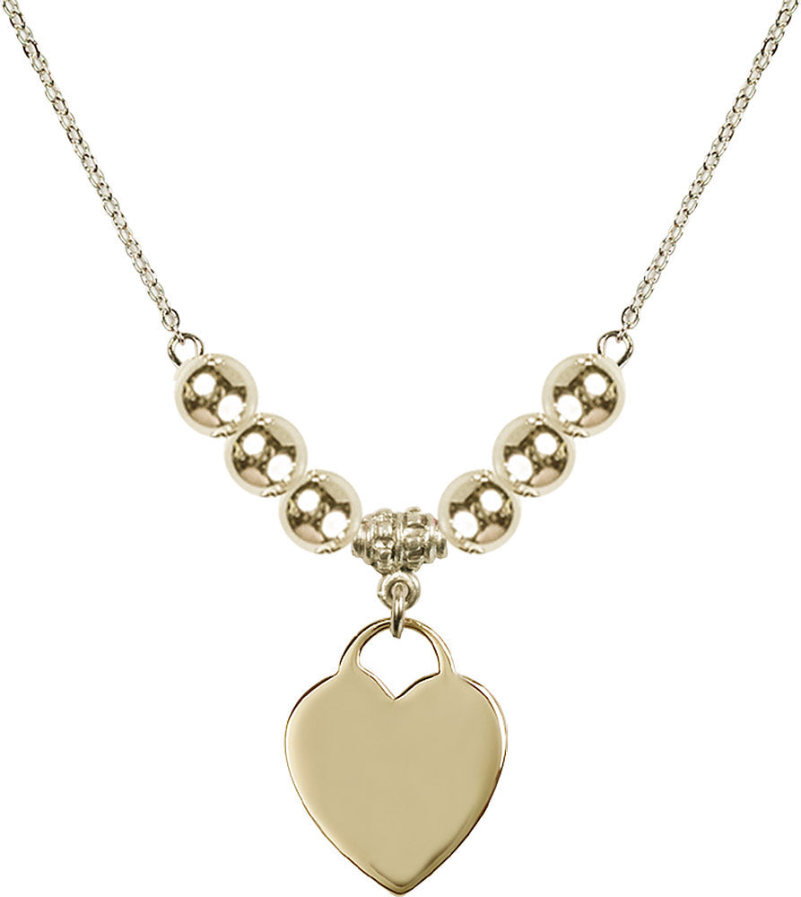 14kt Gold Filled Heart Birthstone Necklace with Gold Filled Beads - 3200
