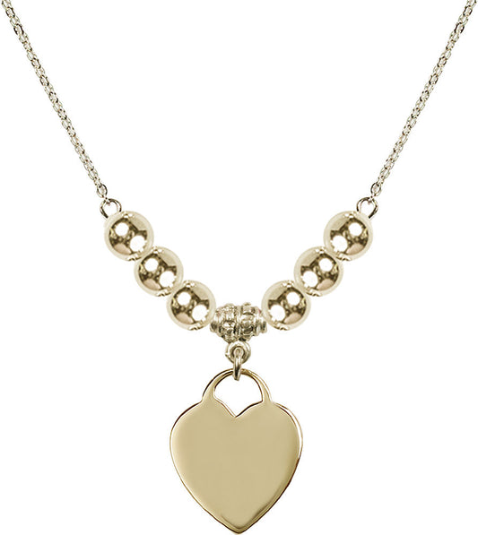 14kt Gold Filled Heart Birthstone Necklace with Gold Filled Beads - 3200