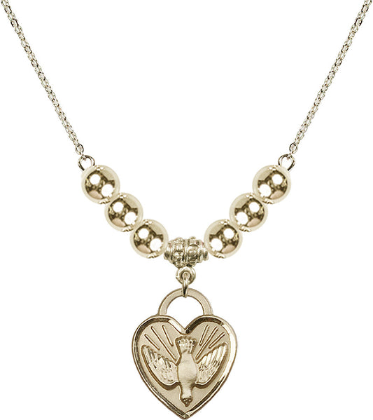 14kt Gold Filled Confirmation Heart Birthstone Necklace with Gold Filled Beads - 3205