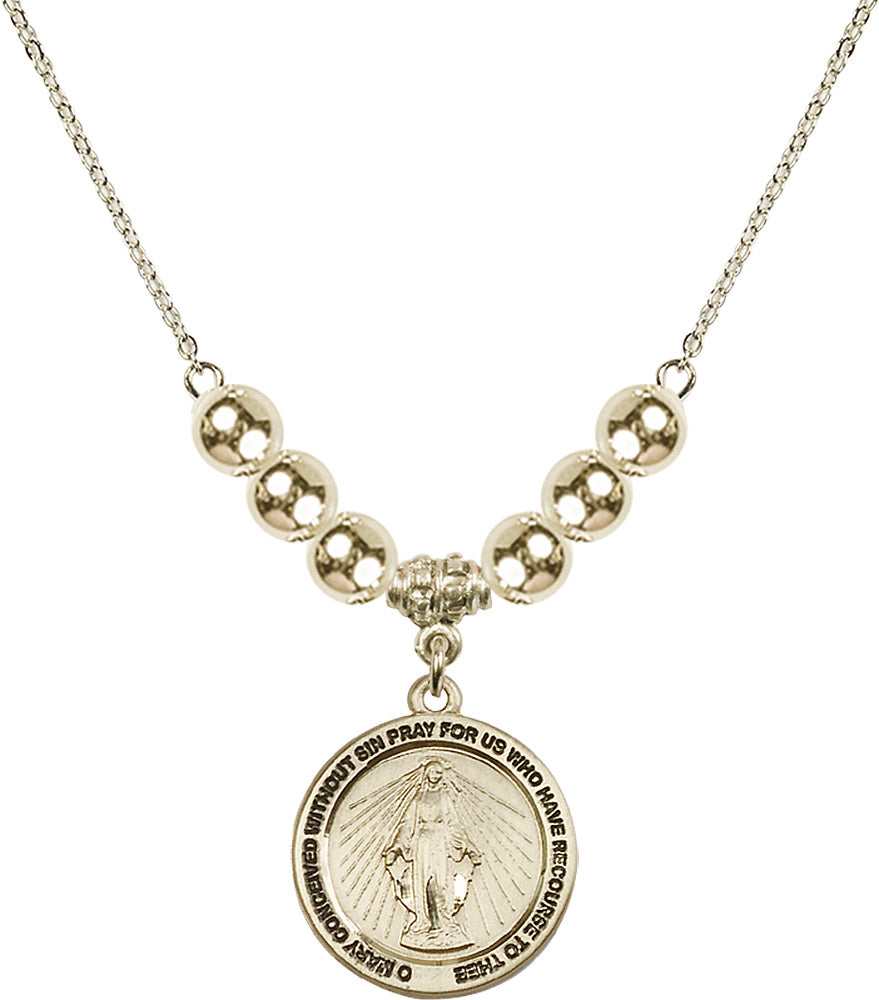 14kt Gold Filled Miraculous Birthstone Necklace with Gold Filled Beads - 4056