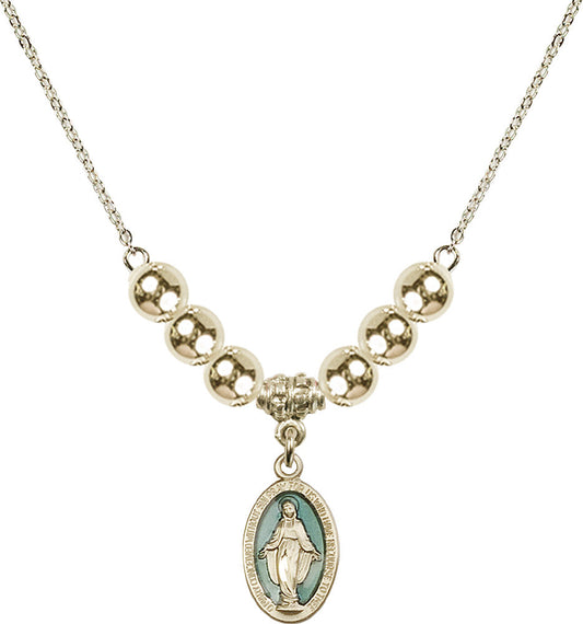 14kt Gold Filled Miraculous Birthstone Necklace with Gold Filled Beads - 4122