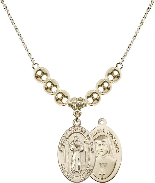 14kt Gold Filled Divine Mercy Birthstone Necklace with Gold Filled Beads - 4123