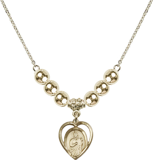 14kt Gold Filled Saint Jude Birthstone Necklace with Gold Filled Beads - 4128