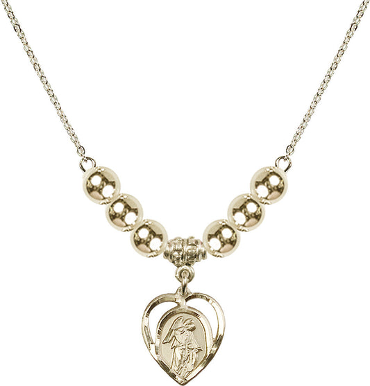 14kt Gold Filled Guardian Angel Birthstone Necklace with Gold Filled Beads - 4129