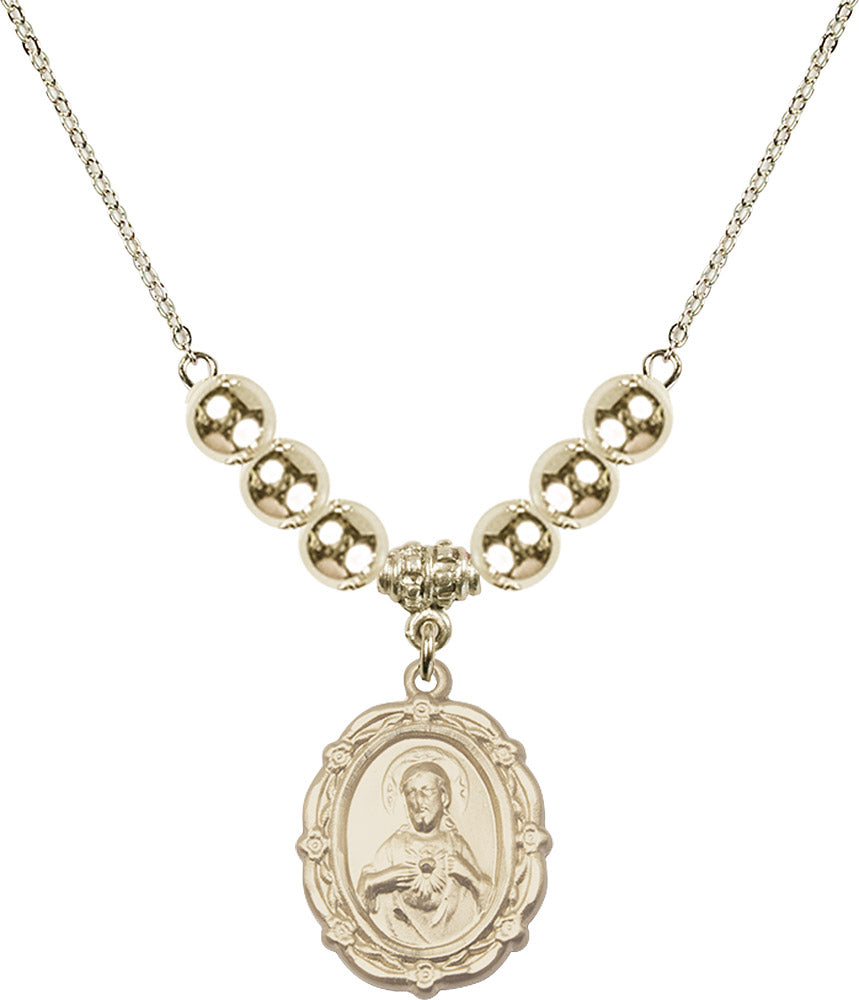 14kt Gold Filled Scapular Birthstone Necklace with Gold Filled Beads - 4146