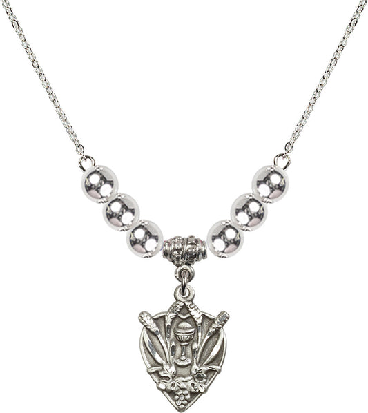 Sterling Silver Communion Birthstone Necklace with Sterling Silver Beads - 4200