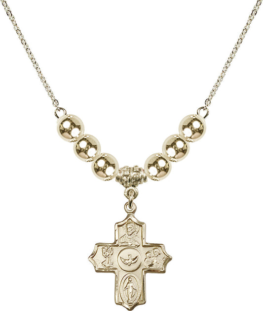 14kt Gold Filled 5-Way Birthstone Necklace with Gold Filled Beads - 4255