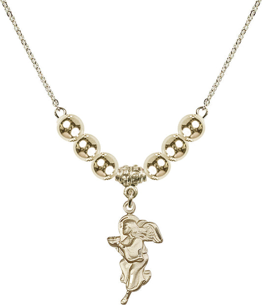 14kt Gold Filled Guardian Angel Birthstone Necklace with Gold Filled Beads - 4260
