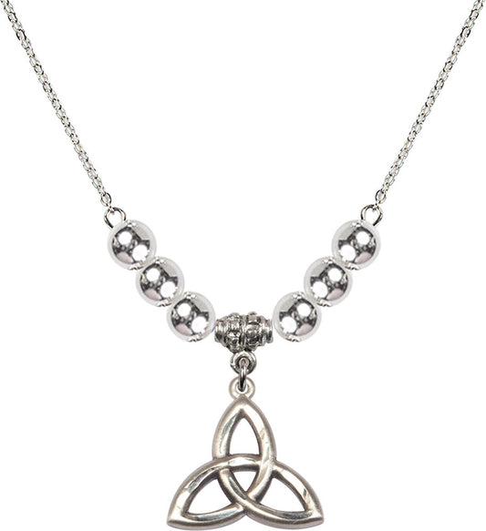 Sterling Silver Trinity Irish Knot Birthstone Necklace with Sterling Silver Beads - 5101