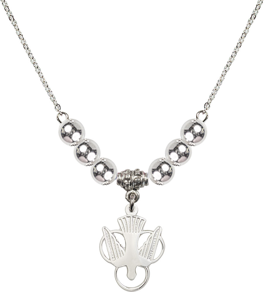 Sterling Silver Holy Spirit Birthstone Necklace with Sterling Silver Beads - 5430