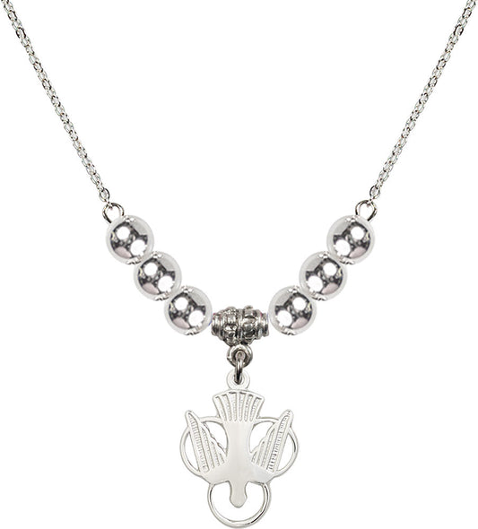 Sterling Silver Holy Spirit Birthstone Necklace with Sterling Silver Beads - 5430