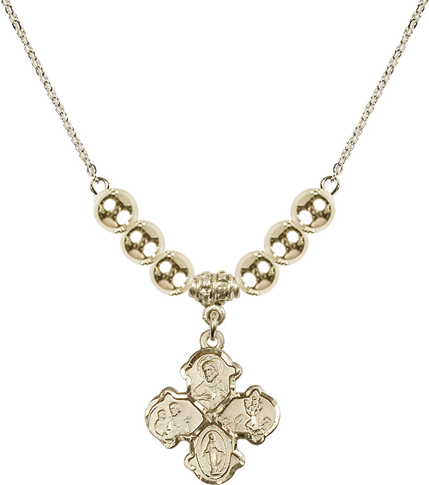 14kt Gold Filled 4-Way Birthstone Necklace with Gold Filled Beads - 5441