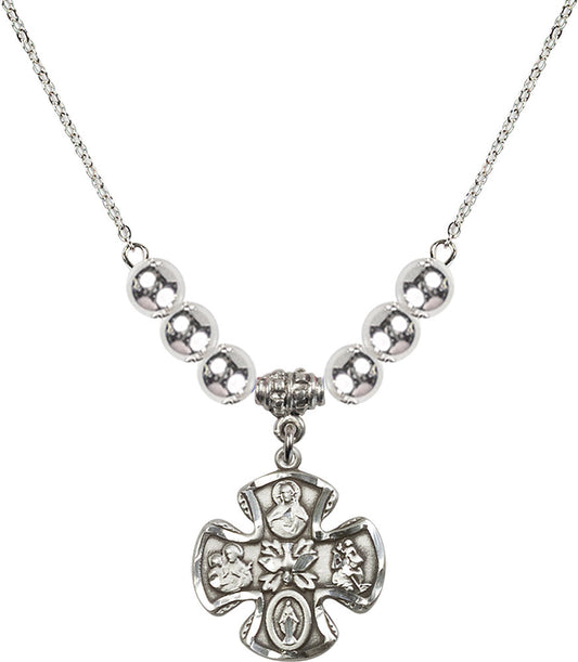 Sterling Silver 5-Way Birthstone Necklace with Sterling Silver Beads - 5443