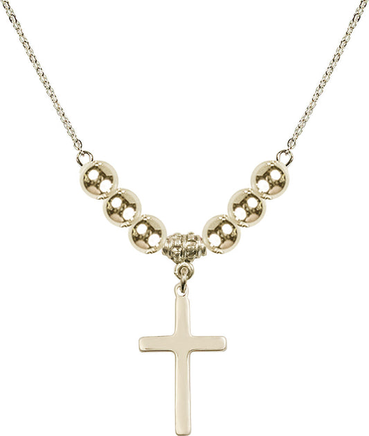 14kt Gold Filled Cross Birthstone Necklace with Gold Filled Beads - 5670