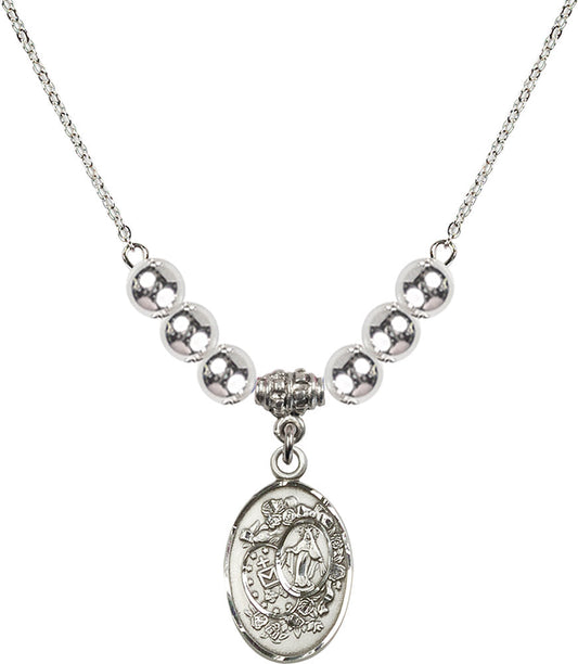 Sterling Silver Miraculous Birthstone Necklace with Sterling Silver Beads - 5682