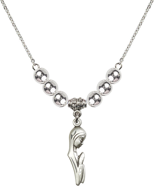Sterling Silver Madonna Birthstone Necklace with Sterling Silver Beads - 5907