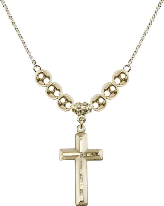 14kt Gold Filled Cross Birthstone Necklace with Gold Filled Beads - 6000