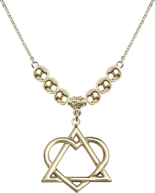 14kt Gold Filled Adoption Heart Birthstone Necklace with Gold Filled Beads - 6210