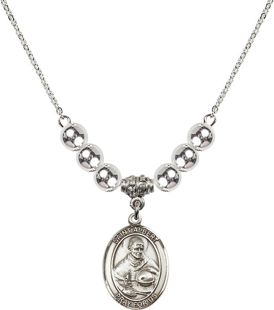 Sterling Silver Saint Albert the Great Birthstone Necklace with Sterling Silver Beads - 8001