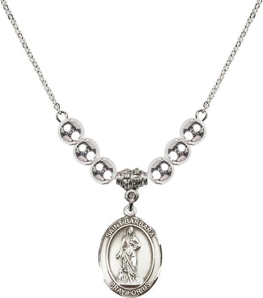 Sterling Silver Saint Barbara Birthstone Necklace with Sterling Silver Beads - 8006