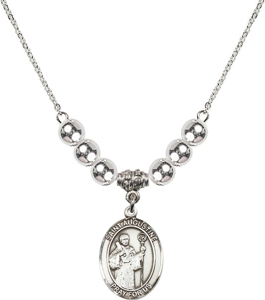 Sterling Silver Saint Augustine Birthstone Necklace with Sterling Silver Beads - 8007