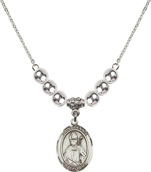 Sterling Silver Saint Dennis Birthstone Necklace with Sterling Silver Beads - 8025