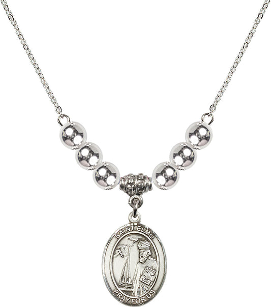 Sterling Silver Saint Elmo Birthstone Necklace with Sterling Silver Beads - 8031