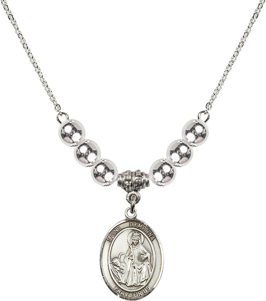 Sterling Silver Saint Dymphna Birthstone Necklace with Sterling Silver Beads - 8032