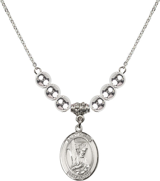 Sterling Silver Saint Helen Birthstone Necklace with Sterling Silver Beads - 8043