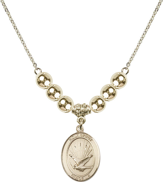 14kt Gold Filled Holy Spirit Birthstone Necklace with Gold Filled Beads - 8044