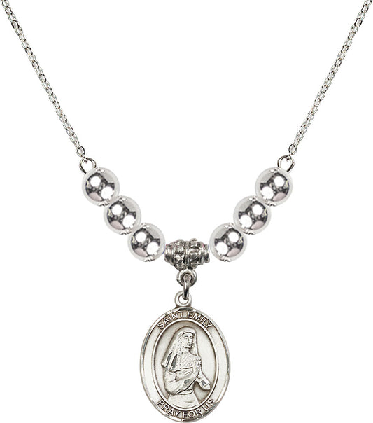Sterling Silver Saint Emily de Vialar Birthstone Necklace with Sterling Silver Beads - 8047
