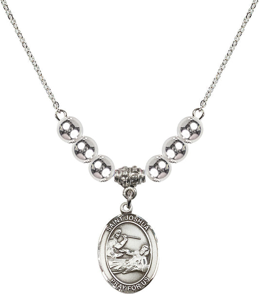 Sterling Silver Saint Joshua Birthstone Necklace with Sterling Silver Beads - 8059