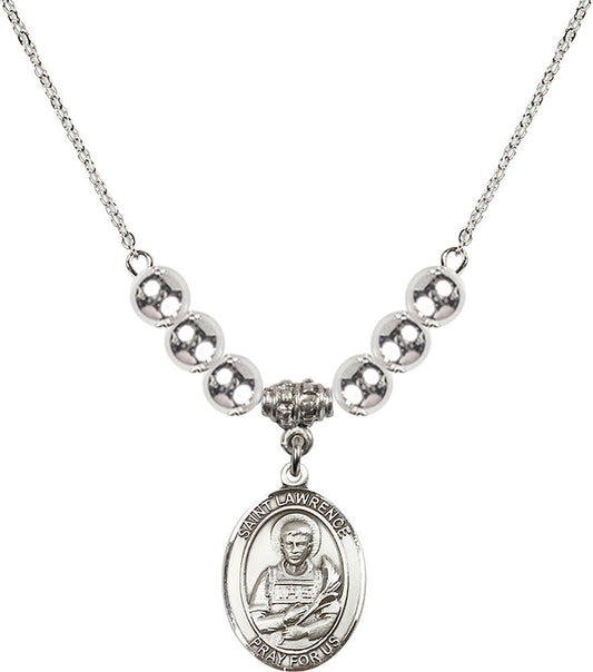 Sterling Silver Saint Lawrence Birthstone Necklace with Sterling Silver Beads - 8063