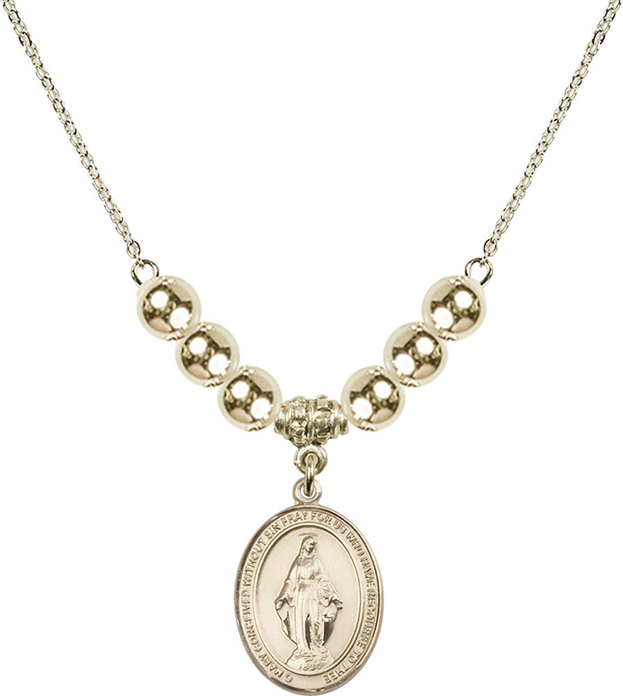 14kt Gold Filled Miraculous Birthstone Necklace with Gold Filled Beads - 8078