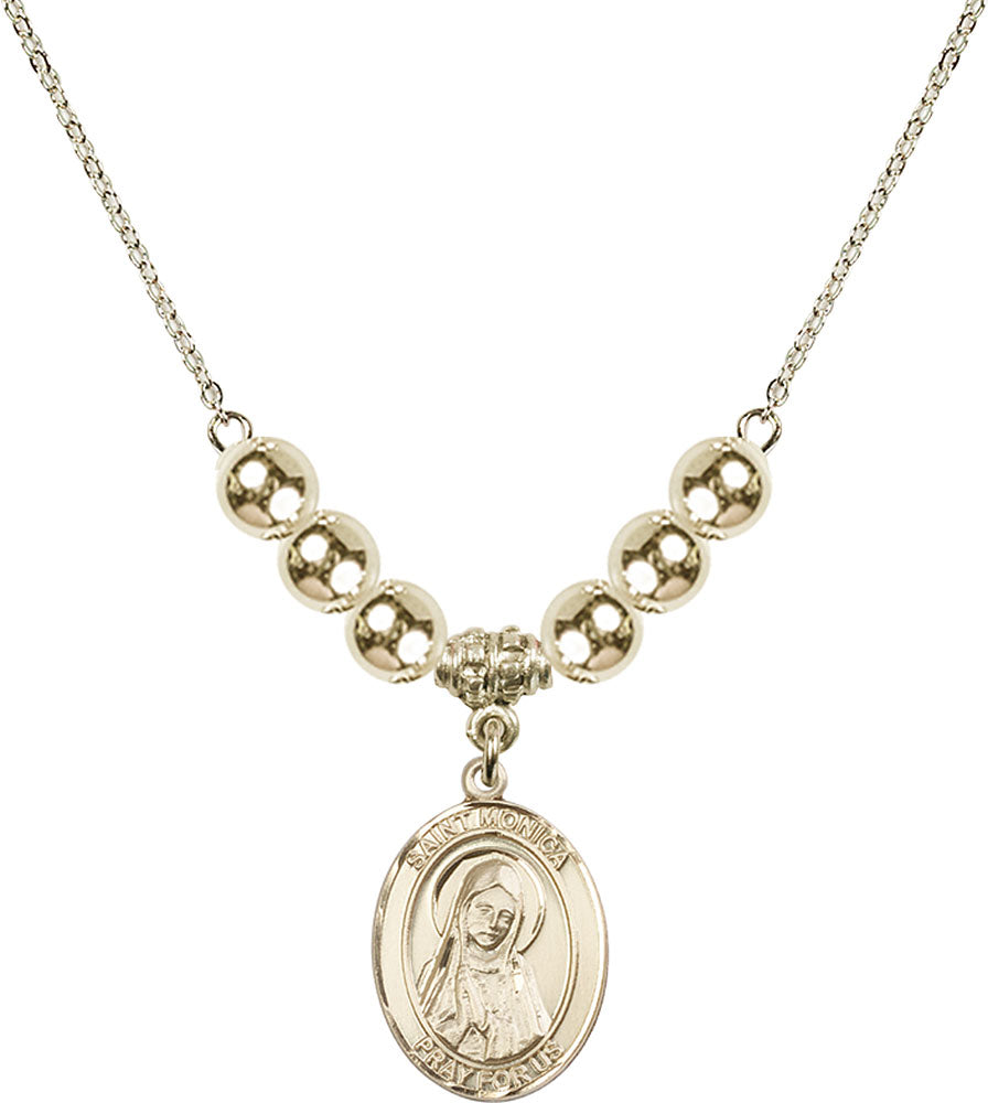 14kt Gold Filled Saint Monica Birthstone Necklace with Gold Filled Beads - 8079