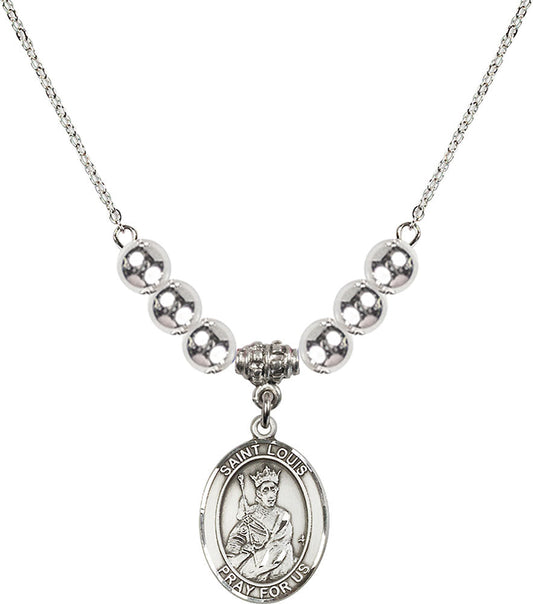 Sterling Silver Saint Louis Birthstone Necklace with Sterling Silver Beads - 8081