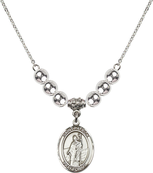 Sterling Silver Saint Patrick Birthstone Necklace with Sterling Silver Beads - 8084