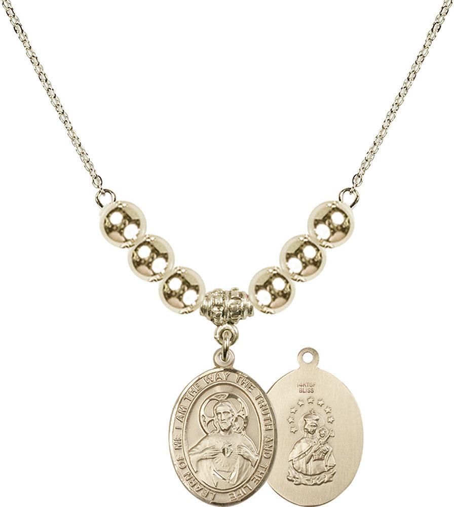 14kt Gold Filled Scapular Birthstone Necklace with Gold Filled Beads - 8098