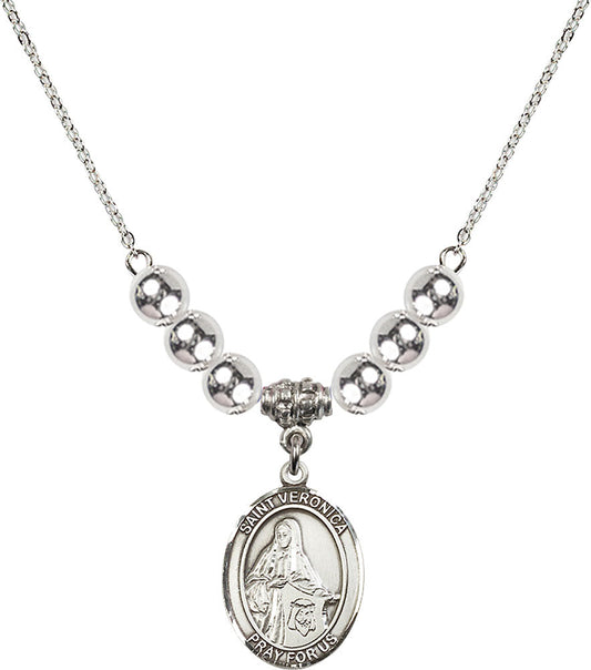 Sterling Silver Saint Veronica Birthstone Necklace with Sterling Silver Beads - 8110