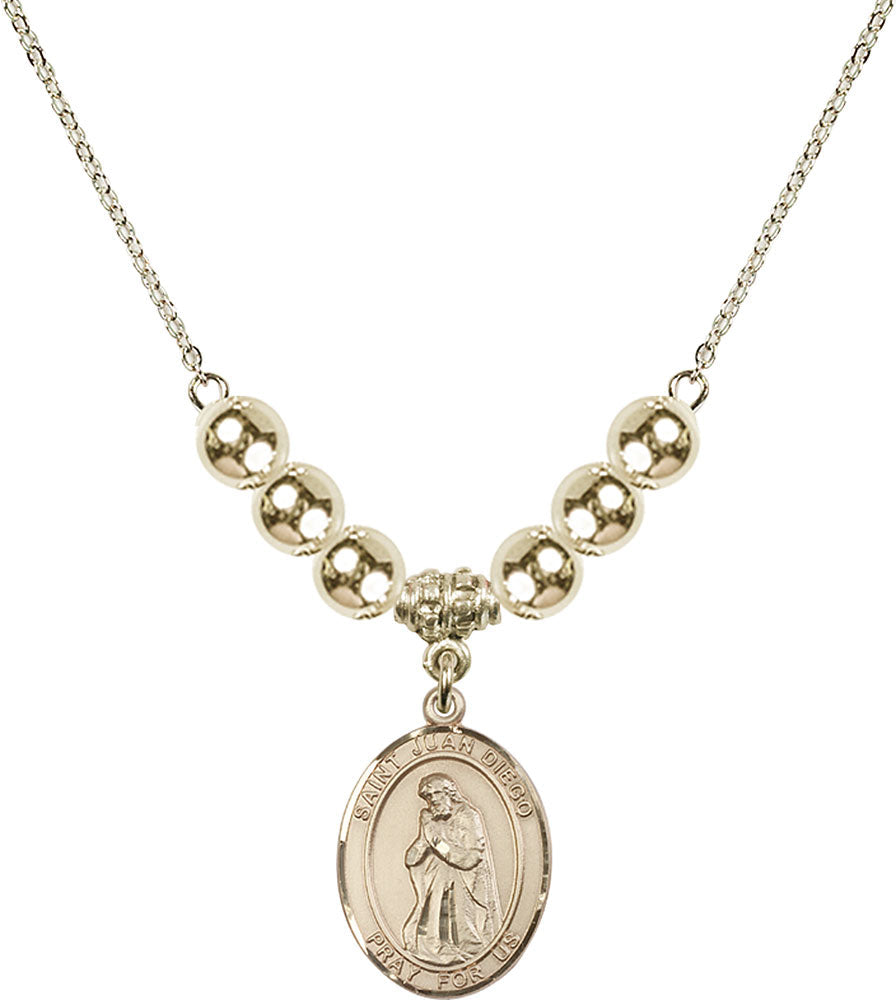 14kt Gold Filled Saint Juan Diego Birthstone Necklace with Gold Filled Beads - 8111