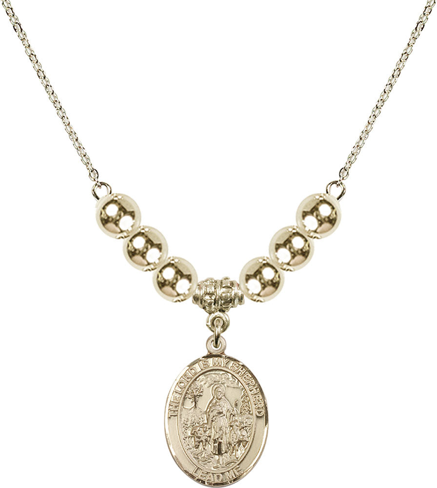 14kt Gold Filled Lord Is My Shepherd Birthstone Necklace with Gold Filled Beads - 8119