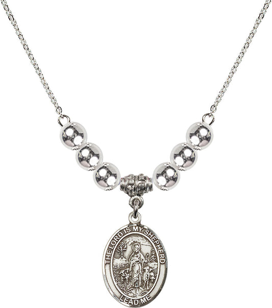 Sterling Silver Lord Is My Shepherd Birthstone Necklace with Sterling Silver Beads - 8119